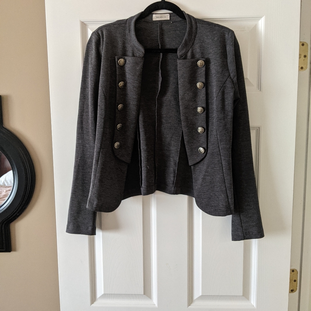Grey Military Blazer Medium